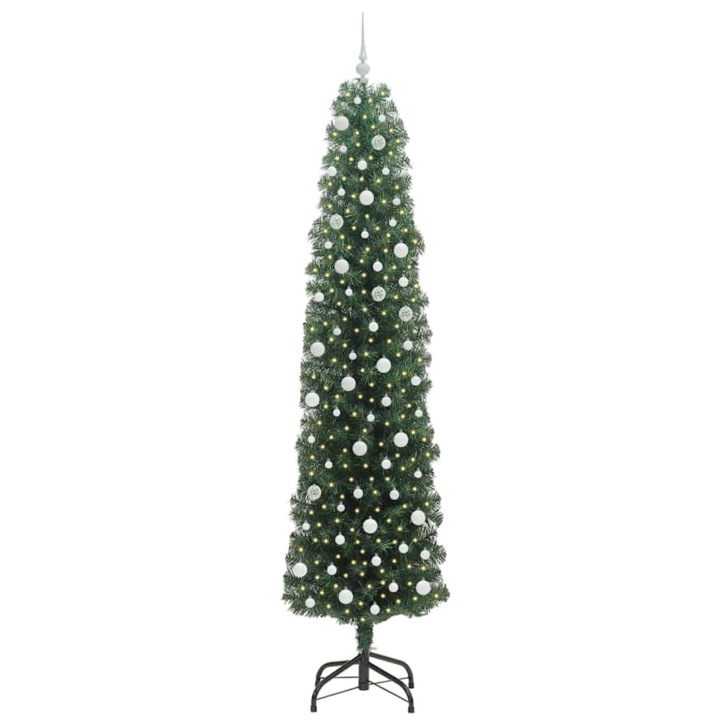 Kunstigt juletræ med stativ Grøn 240 cm PVC og Stål og Plastik
