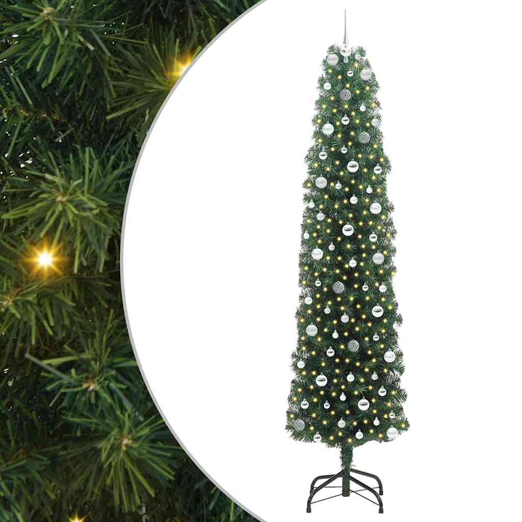 Kunstigt juletræ med stativ Grøn 240 cm PVC og Stål og Plastik