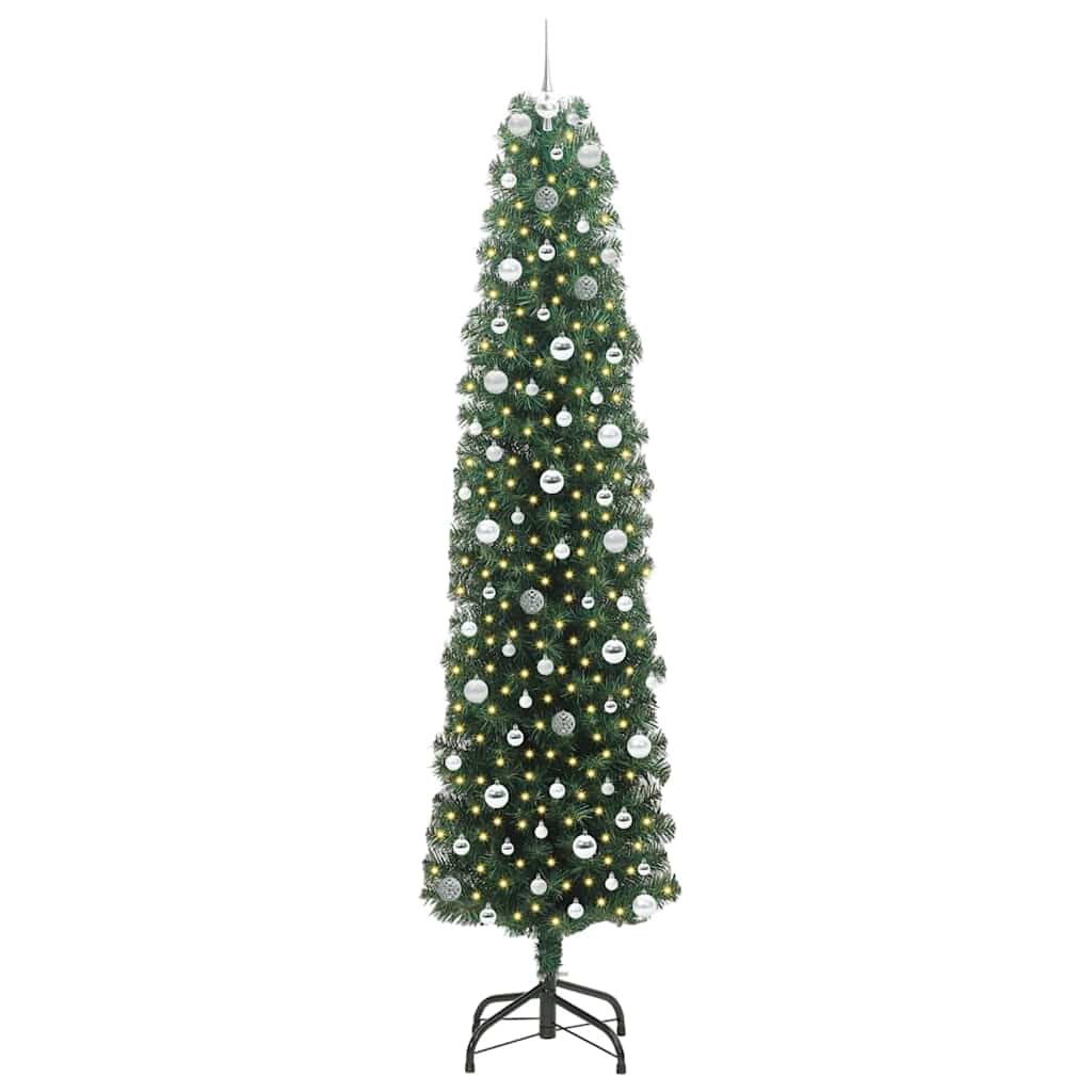 Kunstigt juletræ med stativ Grøn 240 cm PVC og Stål og Plastik