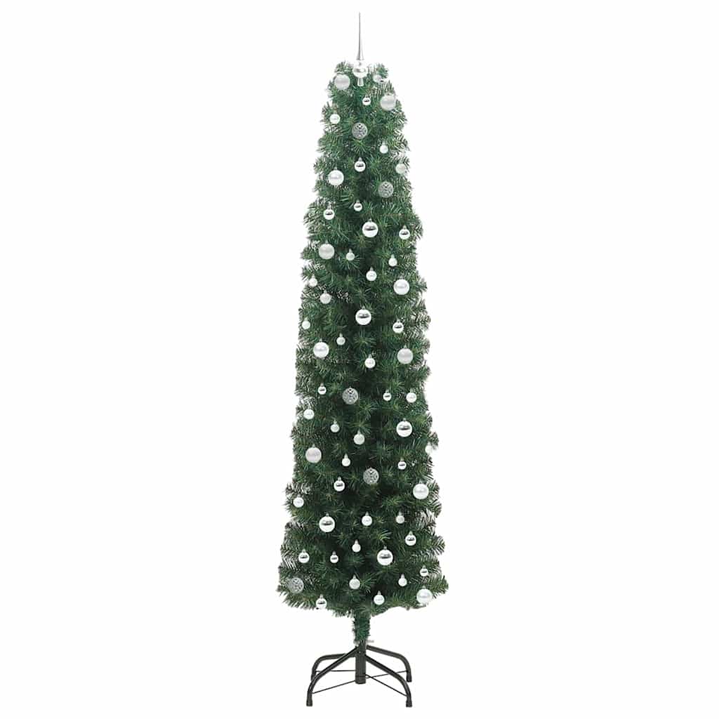 Kunstigt juletræ med stativ Grøn 240 cm PVC og Stål og Plastik