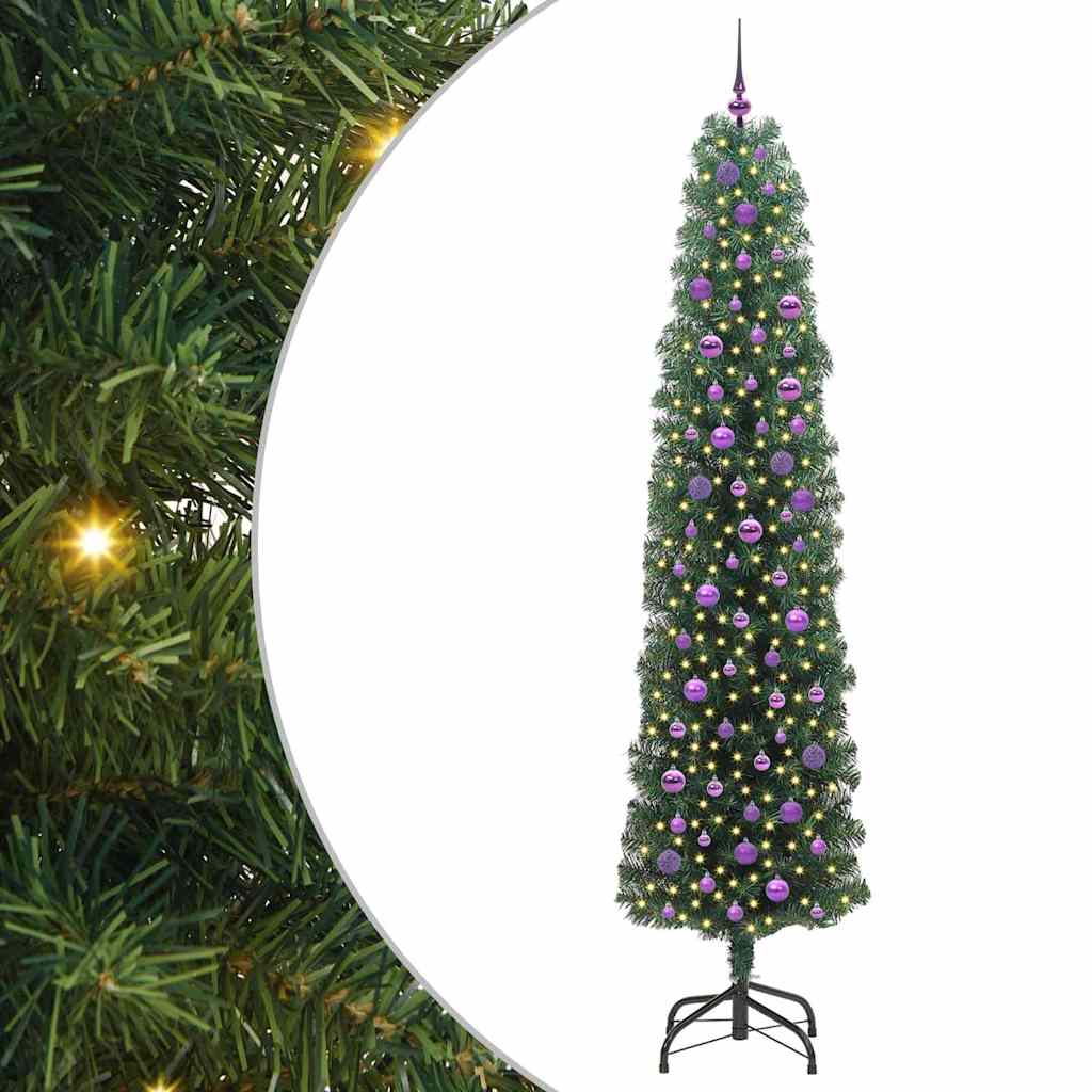 Kunstigt juletræ med stativ Grøn 240 cm PVC og Stål og Plastik