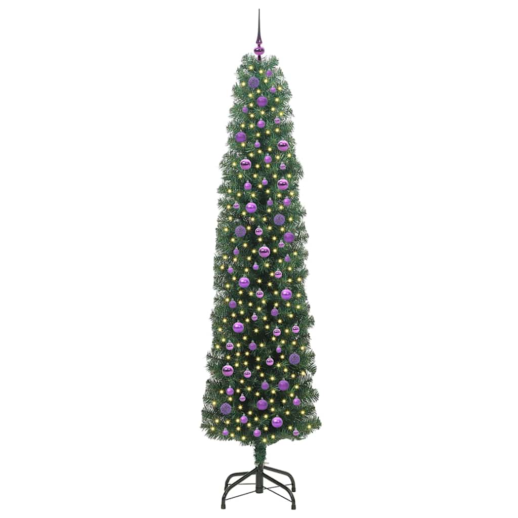Kunstigt juletræ med stativ Grøn 240 cm PVC og Stål og Plastik
