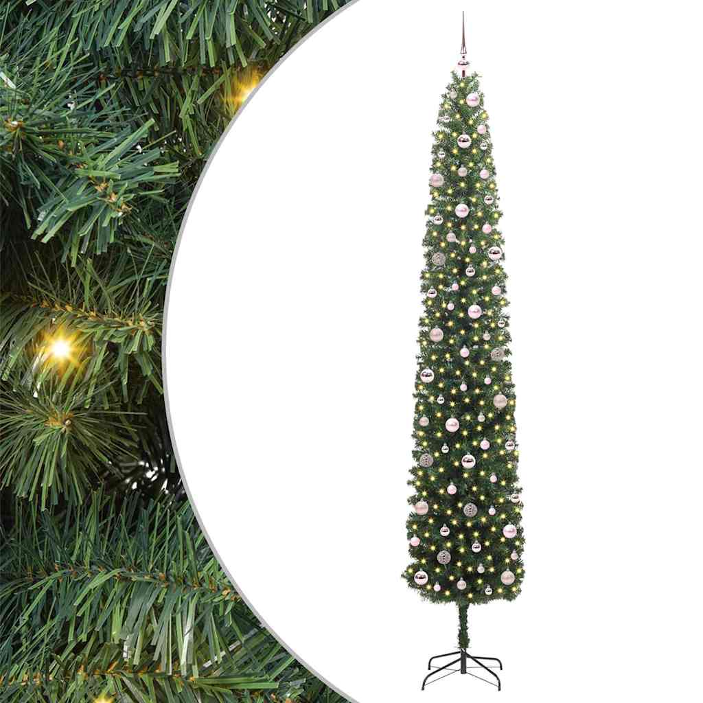 Kunstigt juletræ med stativ Grøn 270 cm PVC og Stål og Plastik