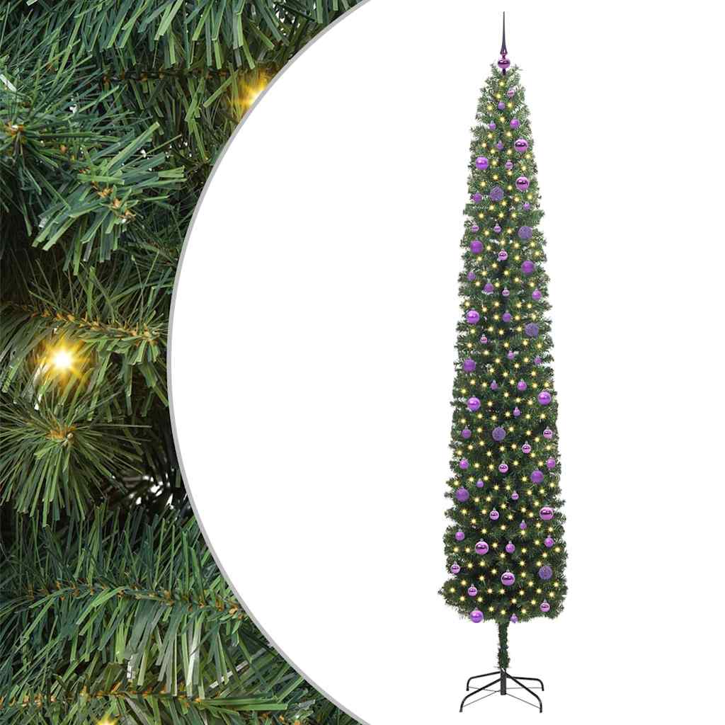 Kunstigt juletræ med stativ Grøn 270 cm PVC og Stål og Plastik