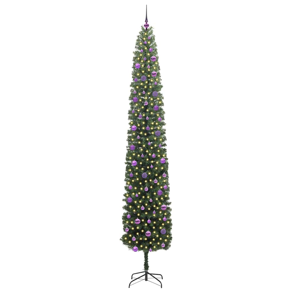 Kunstigt juletræ med stativ Grøn 270 cm PVC og Stål og Plastik