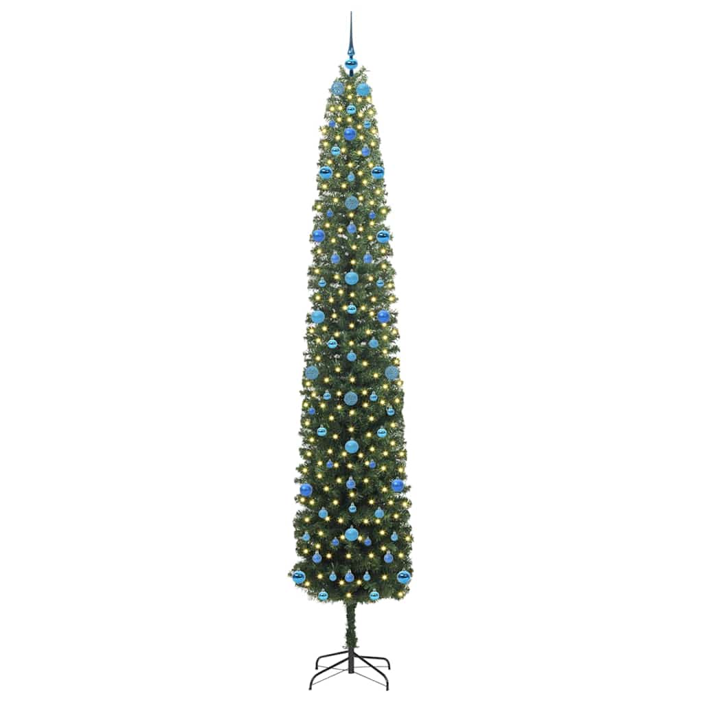 Kunstigt juletræ med stativ Grøn 270 cm PVC og Stål og Plastik