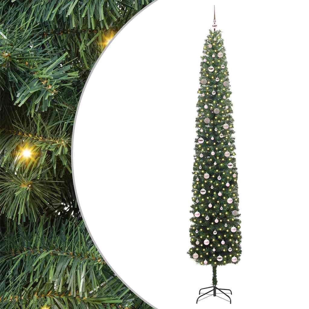 Kunstigt juletræ med stativ Grøn 300 cm PVC og Stål og Plastik