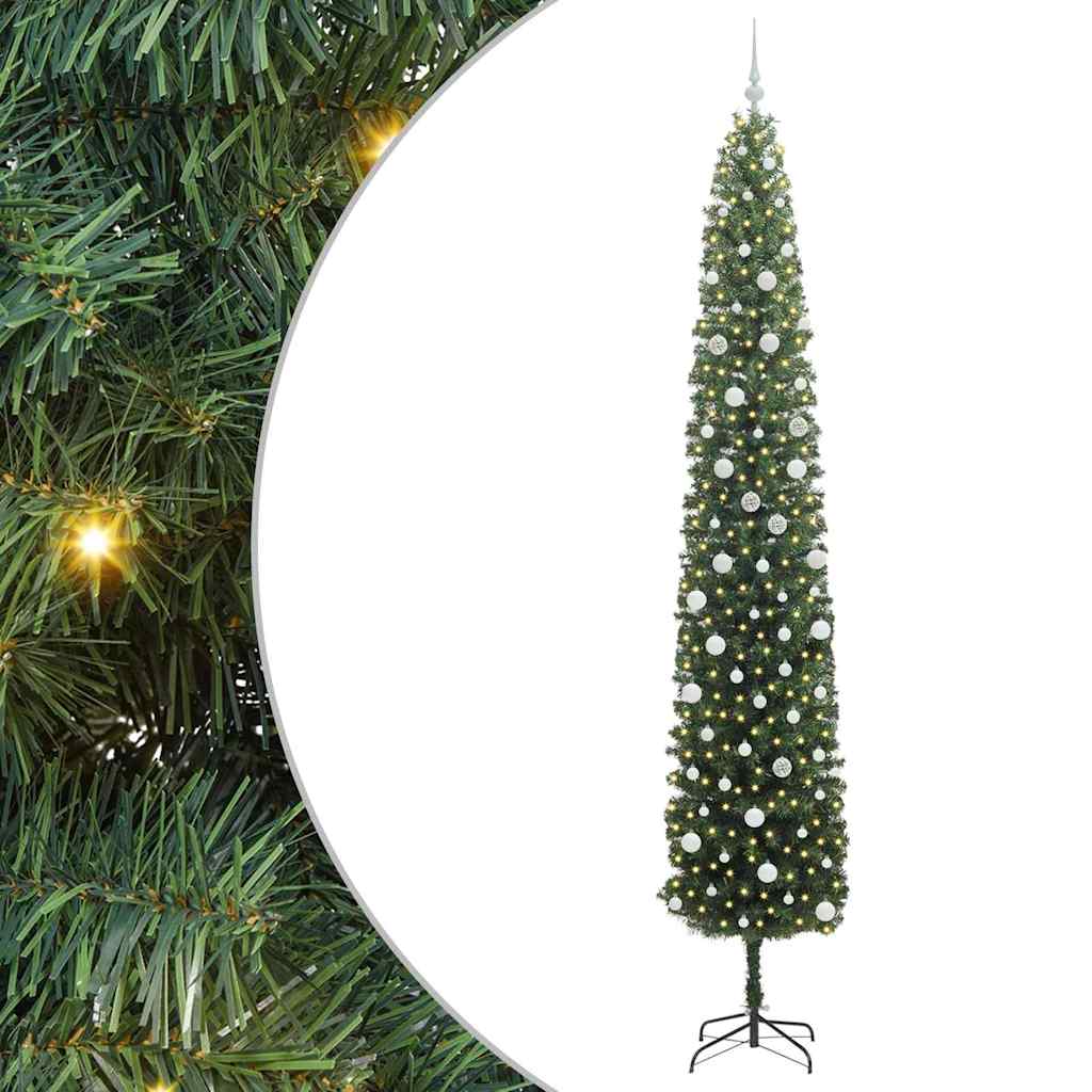 Kunstigt juletræ med stativ Grøn 300 cm PVC og Stål og Plastik
