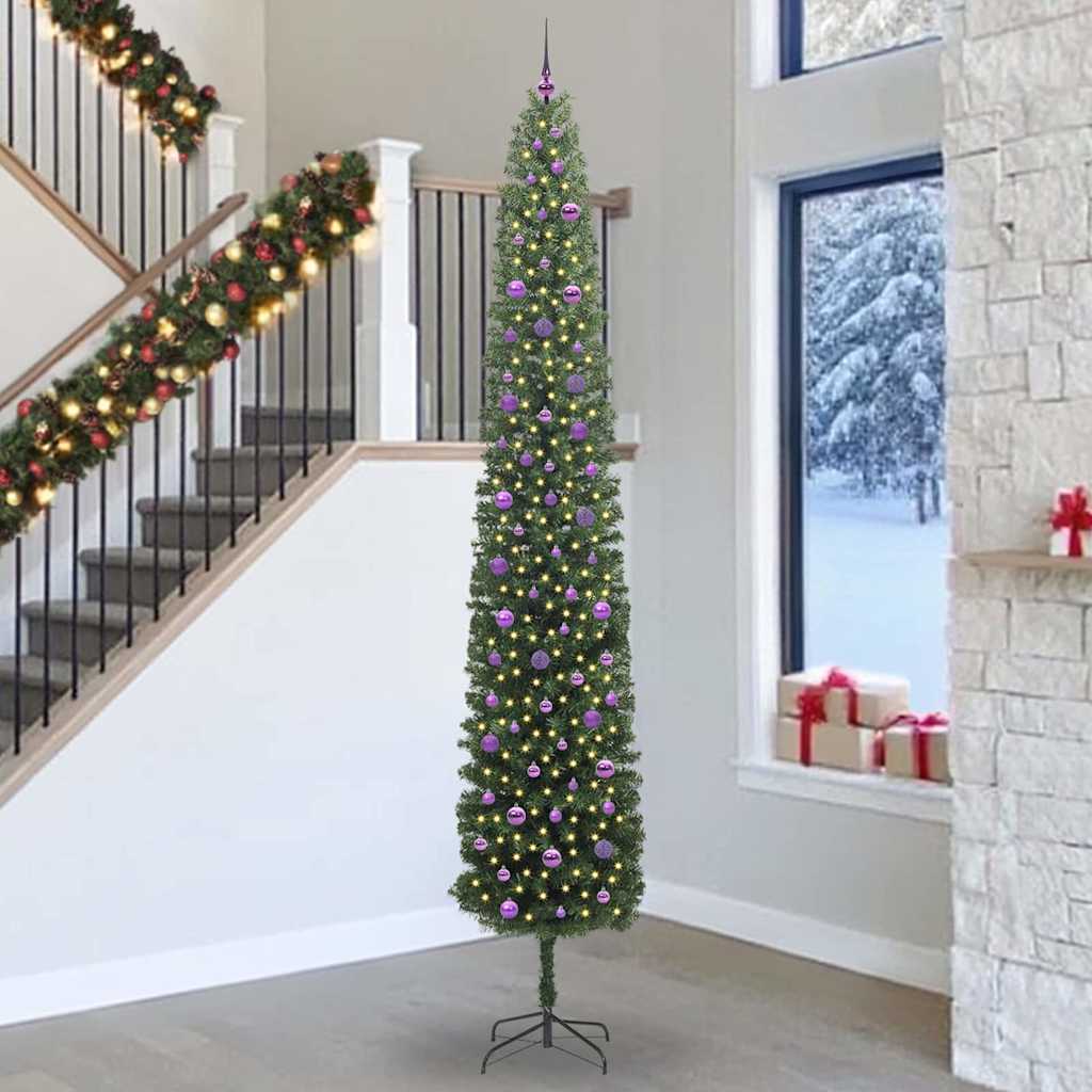 Kunstigt juletræ med stativ Grøn 300 cm PVC og Stål og Plastik