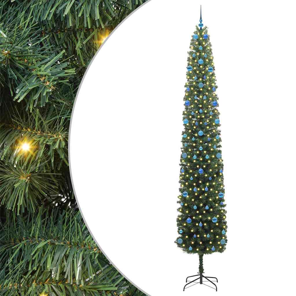 Kunstigt juletræ med stativ Grøn 300 cm PVC og Stål og Plastik