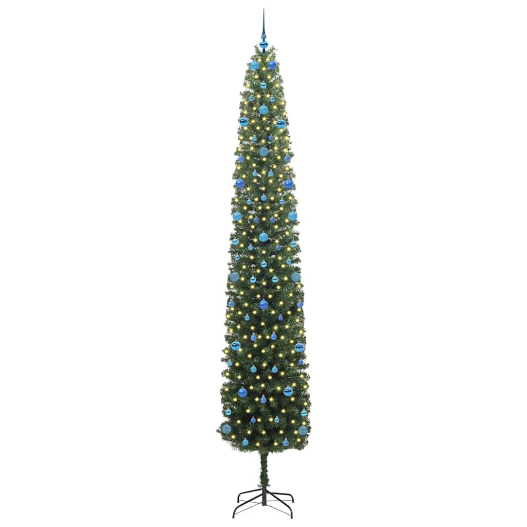 Kunstigt juletræ med stativ Grøn 300 cm PVC og Stål og Plastik