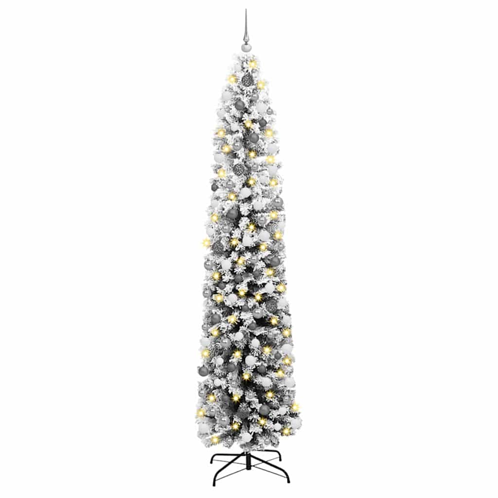 Kunstigt juletræ Grøn og Hvid 240 cm PVC og Stål og Plastik
