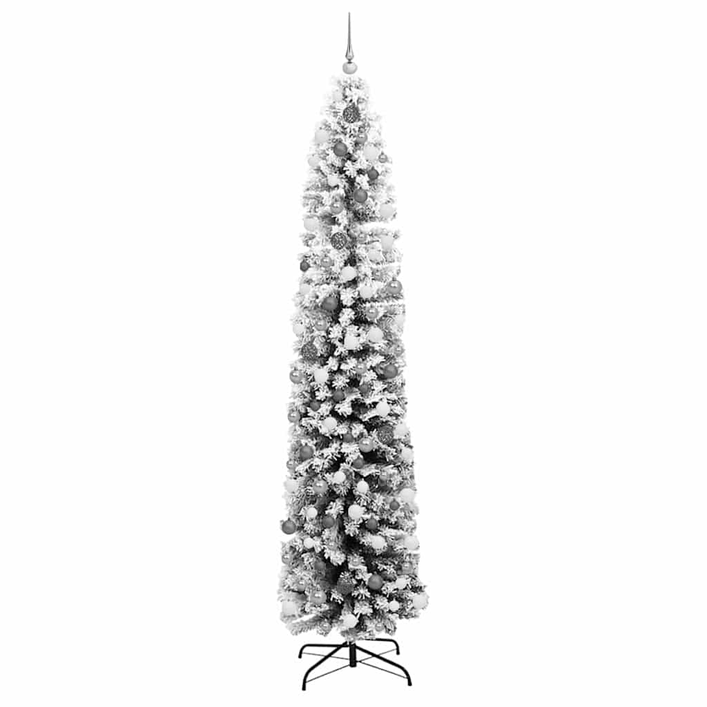 Kunstigt juletræ Grøn og Hvid 240 cm PVC og Stål og Plastik
