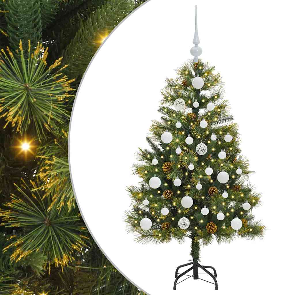 Kunstig Hængslet Juletræ med Kogler Grøn 120 cm