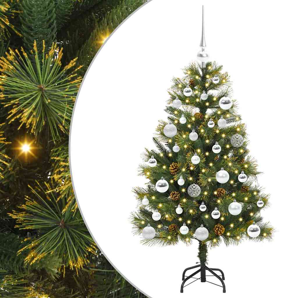 Kunstig Hængslet Juletræ med Kogler Grøn 120 cm