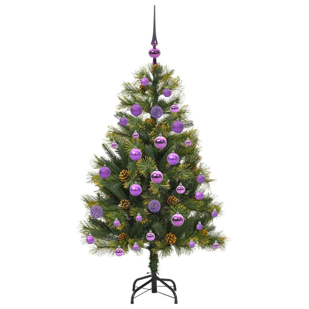 Kunstig Hængslet Juletræ med Kogler Grøn 120 cm