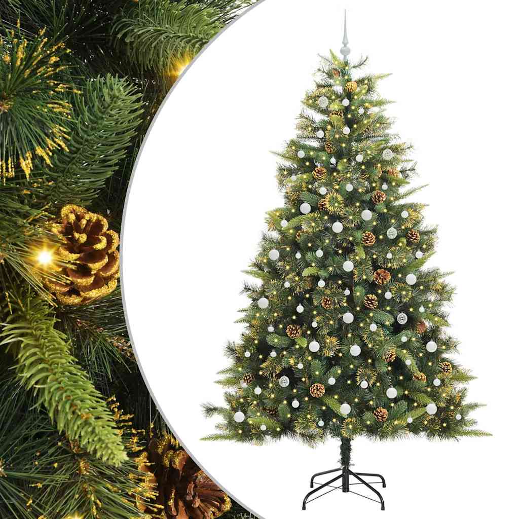Kunstig Hængslet Juletræ med Kogler Grøn 240 cm