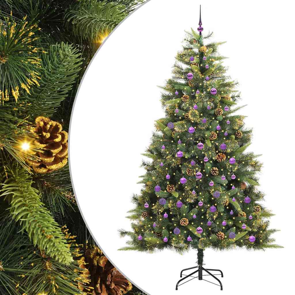 Kunstig Hængslet Juletræ med Kogler Grøn 240 cm