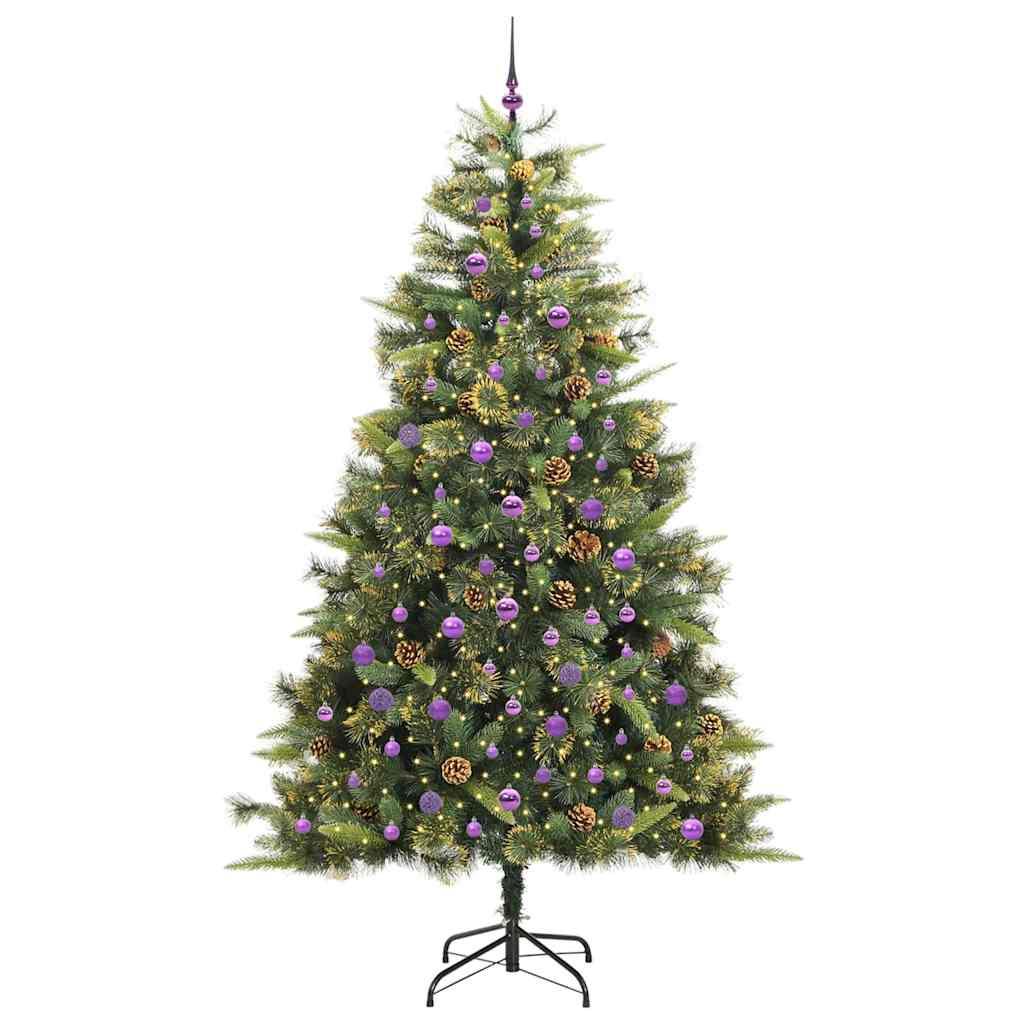 Kunstig Hængslet Juletræ med Kogler Grøn 240 cm