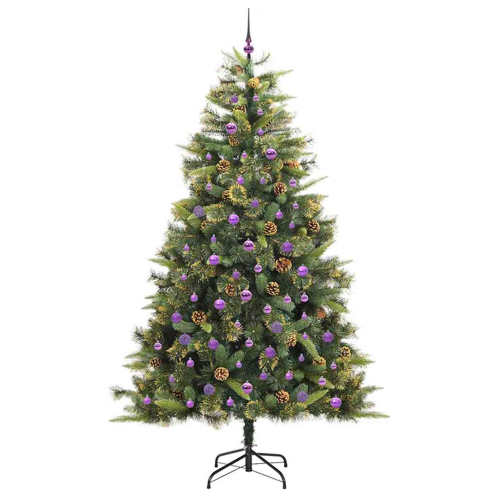 Kunstig Hængslet Juletræ med Kogler Grøn 240 cm