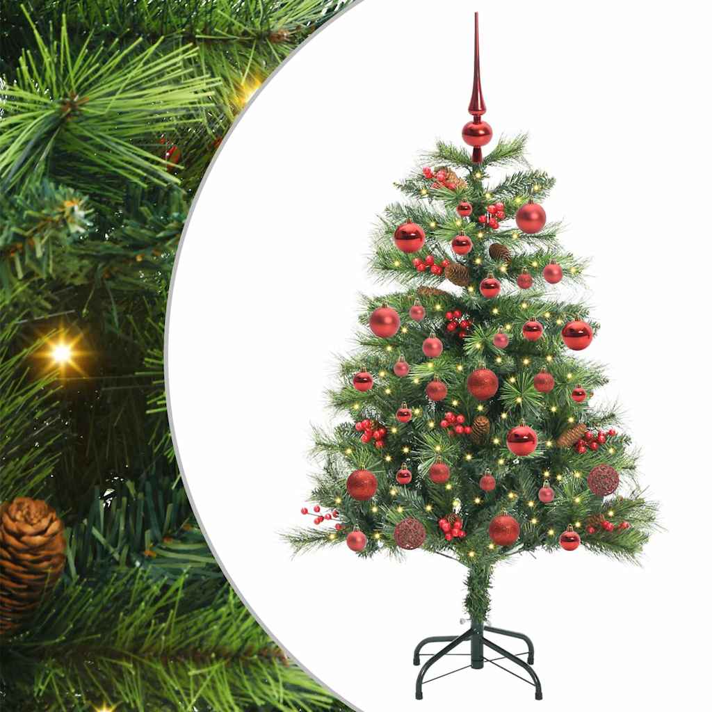 Kunstigt juletræ 150 LED'er Varm hvid PVC og metal Grøn