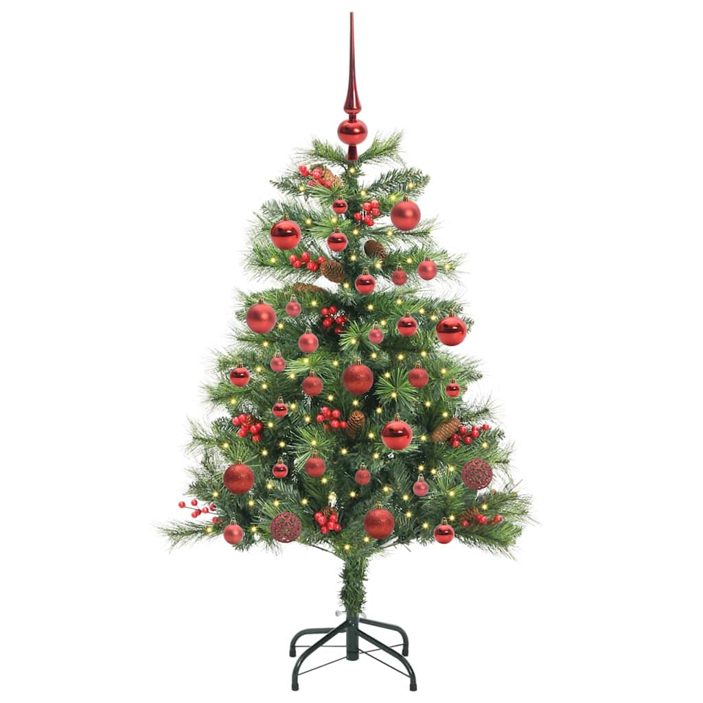 Kunstigt juletræ 150 LED'er Varm hvid PVC og metal Grøn