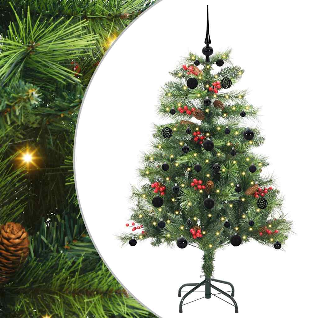 Kunstigt juletræ 150 LED'er Varm hvid PVC og metal Grøn