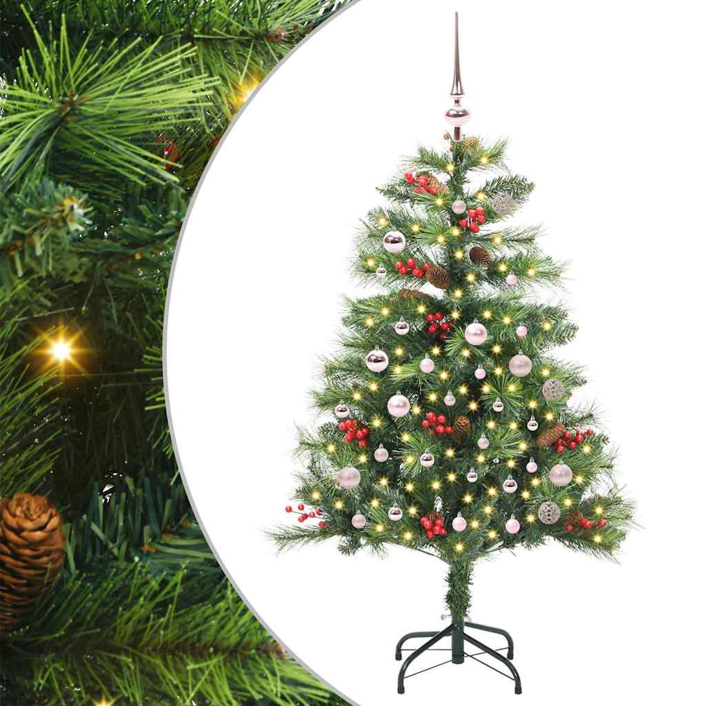 Kunstigt juletræ 150 LED'er Varm hvid PVC og metal Grøn