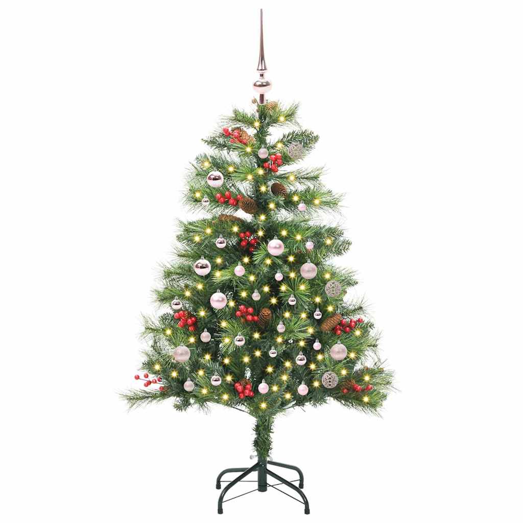 Kunstigt juletræ 150 LED'er Varm hvid PVC og metal Grøn