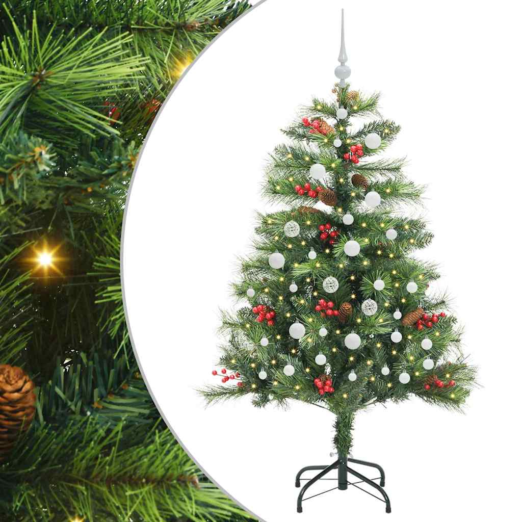 Kunstigt juletræ 150 LED'er Varm hvid PVC og metal Grøn