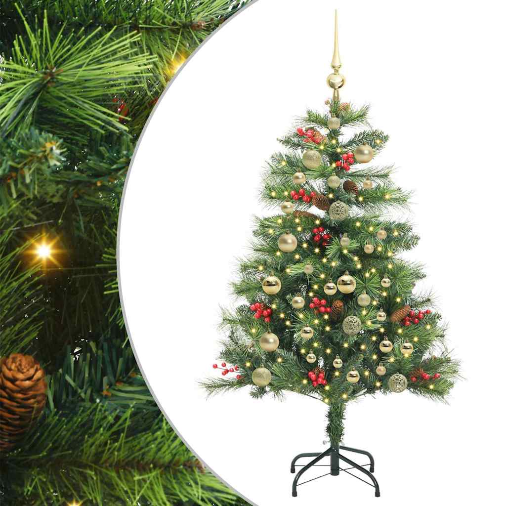 Kunstigt juletræ 150 LED'er Varm hvid PVC og metal Grøn