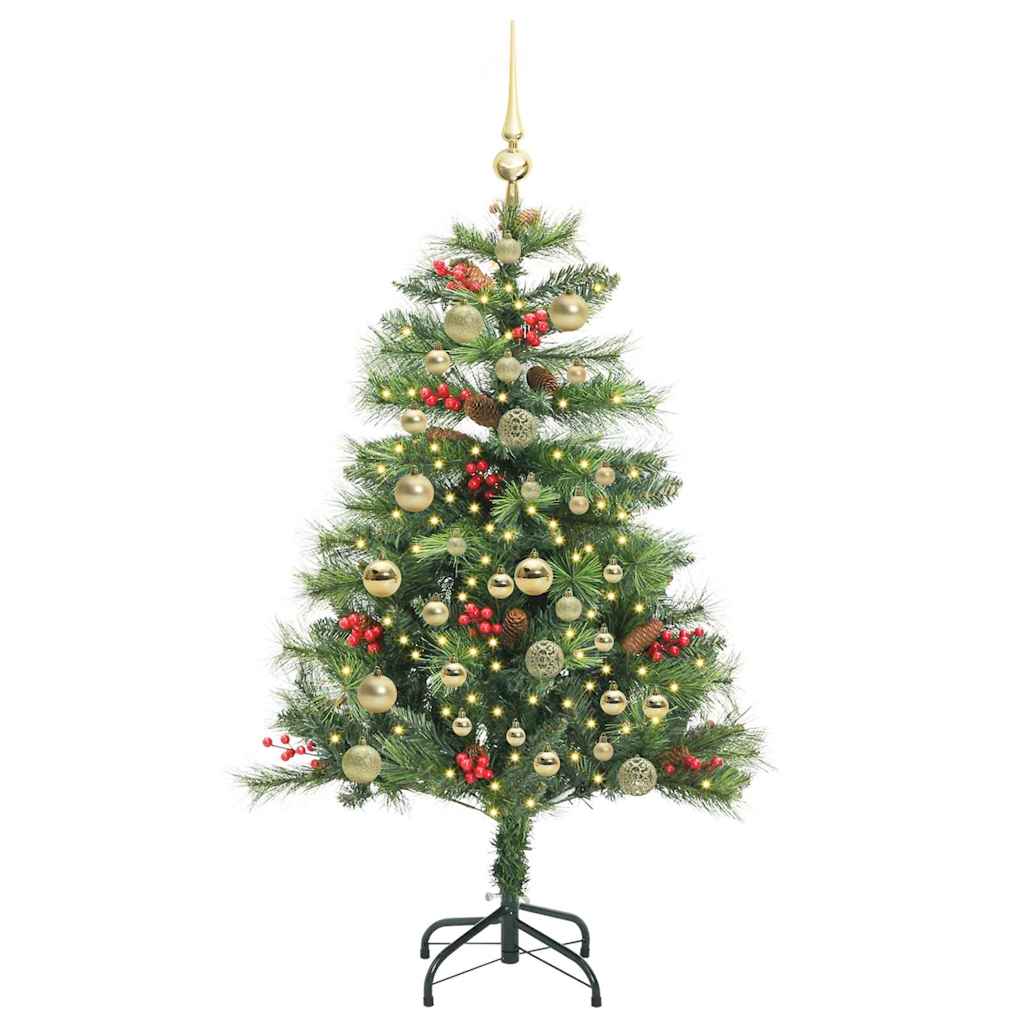 Kunstigt juletræ 150 LED'er Varm hvid PVC og metal Grøn