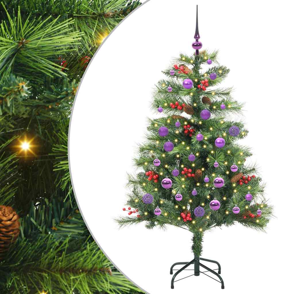 Kunstigt juletræ 150 LED'er Varm hvid PVC og metal Grøn