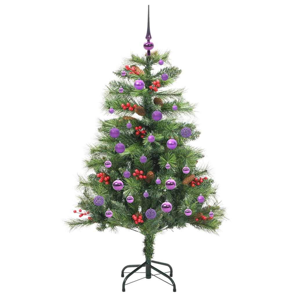 Kunstigt juletræ 150 LED'er Varm hvid PVC og metal Grøn