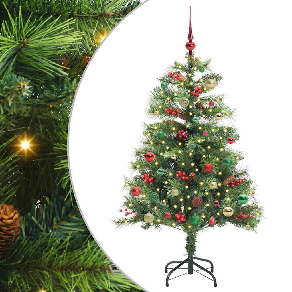Kunstigt juletræ 150 LED'er Varm hvid PVC og metal Grøn