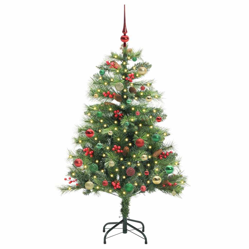 Kunstigt juletræ 150 LED'er Varm hvid PVC og metal Grøn