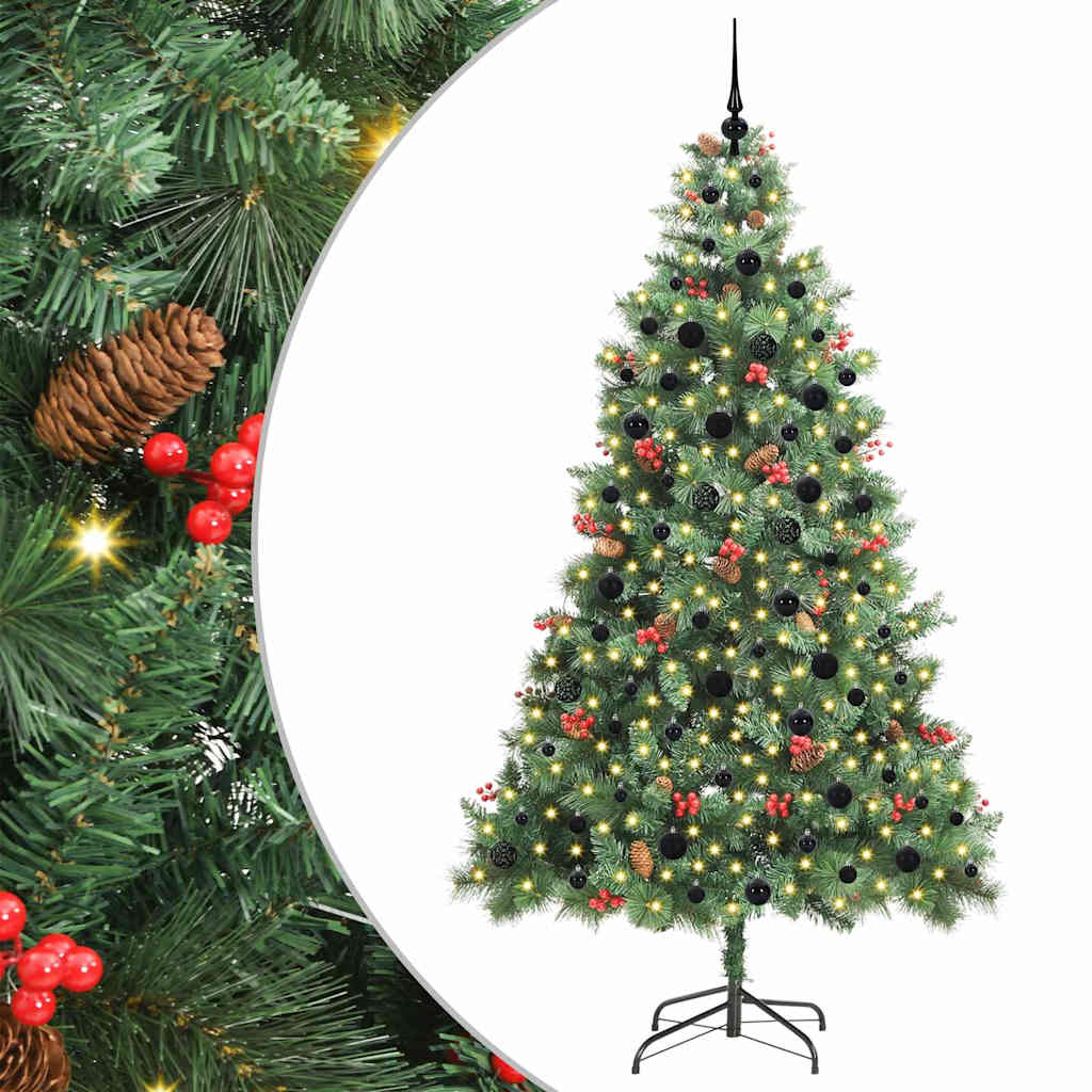 Kunstigt juletræ 300 LED'er Varm hvid PVC og metal Grøn