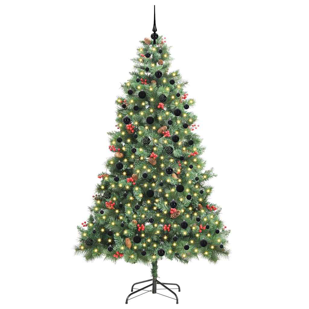 Kunstigt juletræ 300 LED'er Varm hvid PVC og metal Grøn
