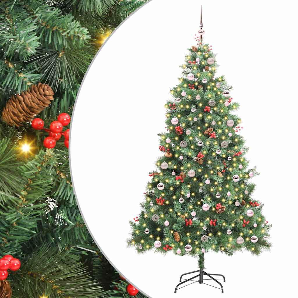 Kunstigt juletræ 300 LED'er Varm hvid PVC og metal Grøn