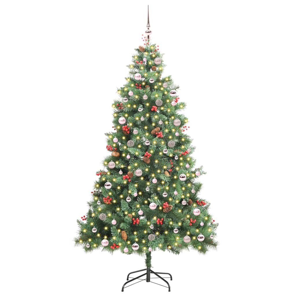 Kunstigt juletræ 300 LED'er Varm hvid PVC og metal Grøn
