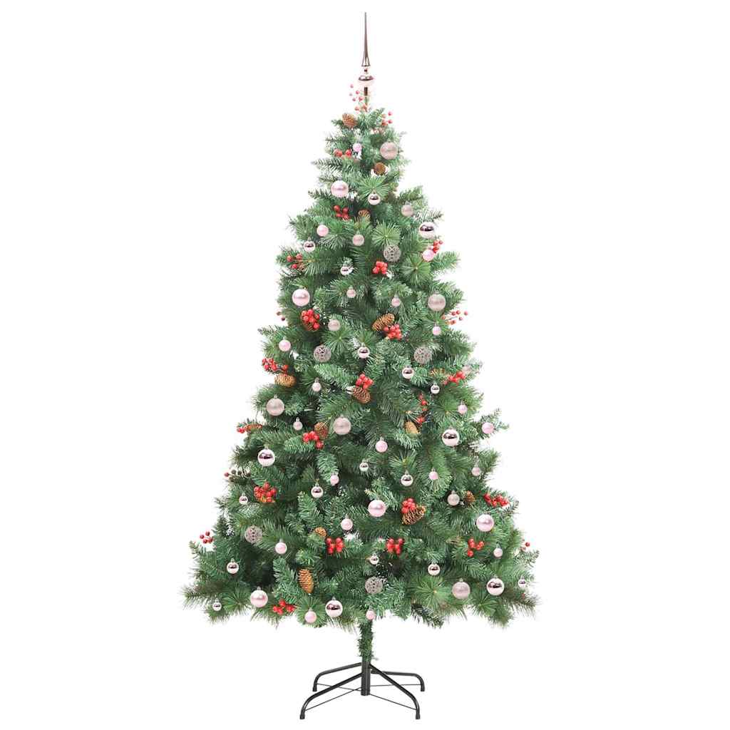 Kunstigt juletræ 300 LED'er Varm hvid PVC og metal Grøn