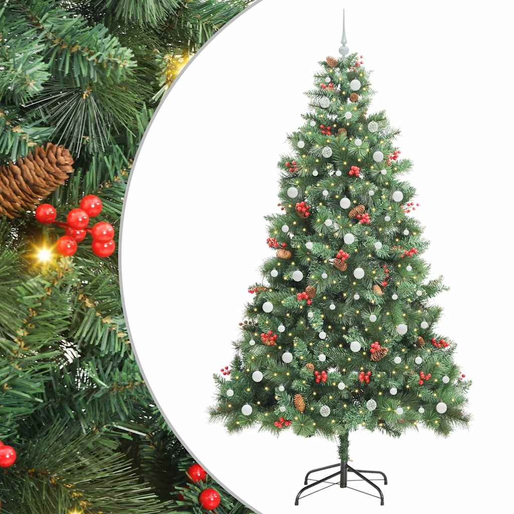 Kunstigt juletræ 300 LED'er Varm hvid PVC og metal Grøn