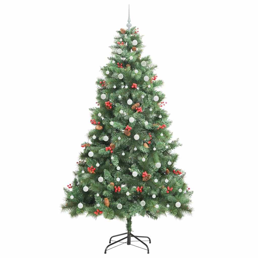 Kunstigt juletræ 300 LED'er Varm hvid PVC og metal Grøn