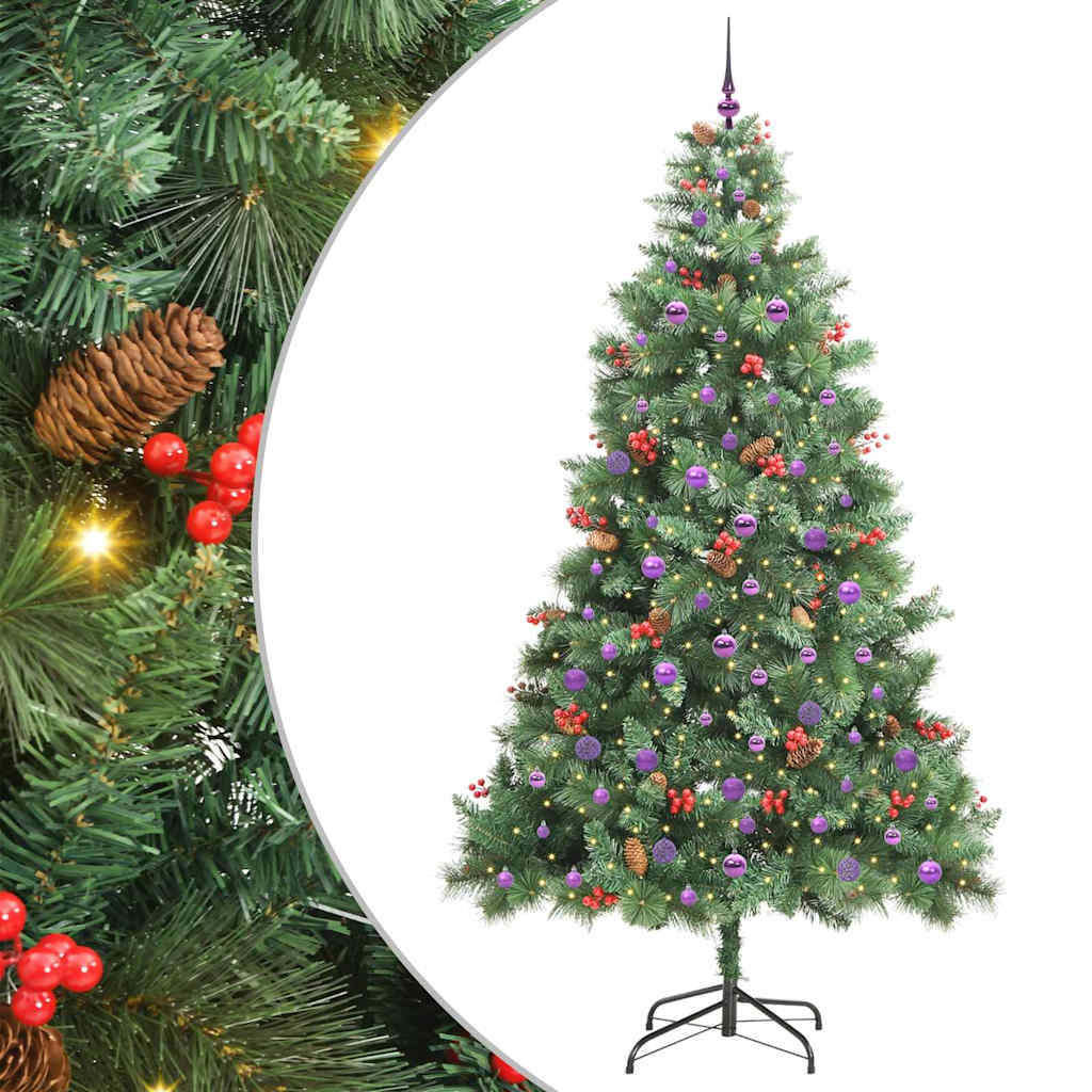 Kunstigt juletræ 300 LED'er Varm hvid PVC og metal Grøn