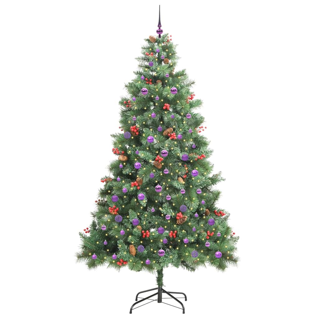 Kunstigt juletræ 300 LED'er Varm hvid PVC og metal Grøn