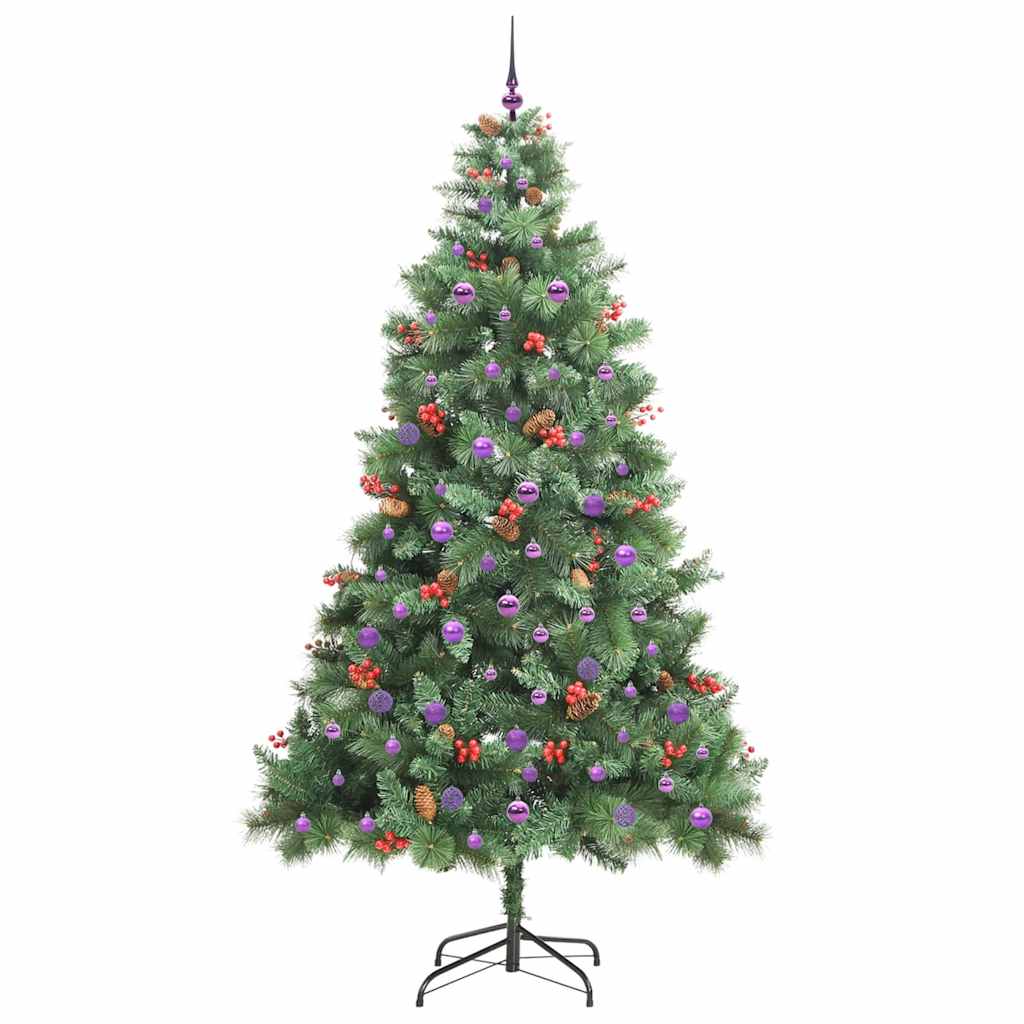 Kunstigt juletræ 300 LED'er Varm hvid PVC og metal Grøn