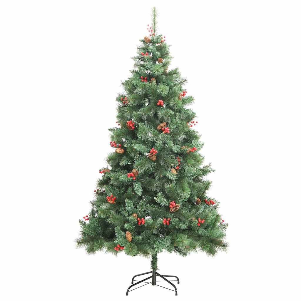 Kunstigt juletræ 300 LED'er Varm hvid PVC og metal Grøn