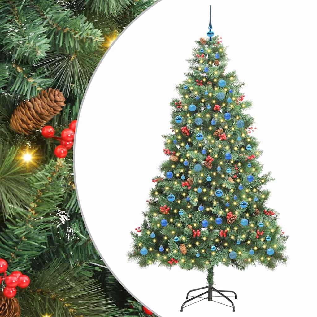 Kunstigt juletræ 300 LED'er Varm hvid PVC og metal Grøn