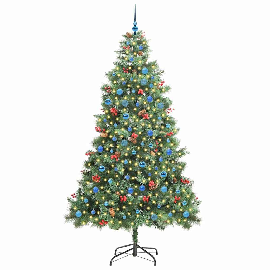 Kunstigt juletræ 300 LED'er Varm hvid PVC og metal Grøn