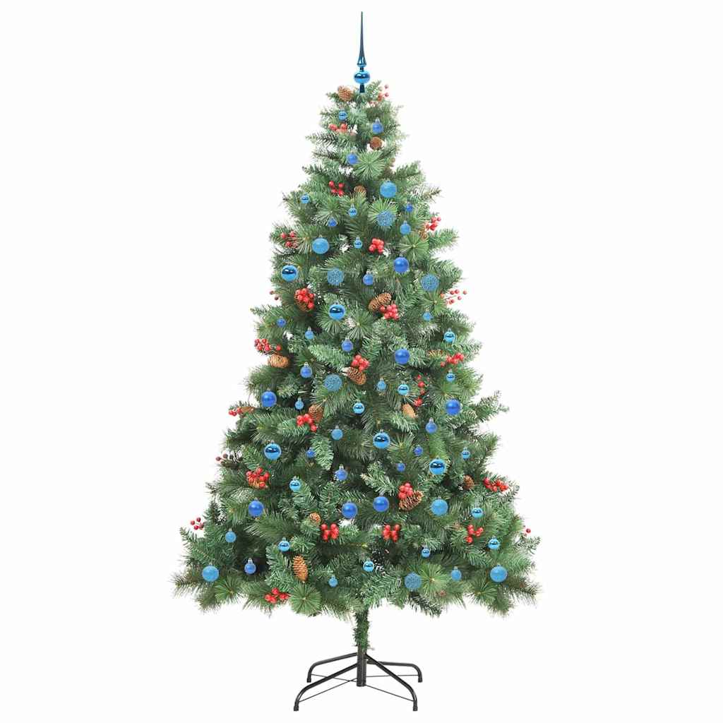 Kunstigt juletræ 300 LED'er Varm hvid PVC og metal Grøn